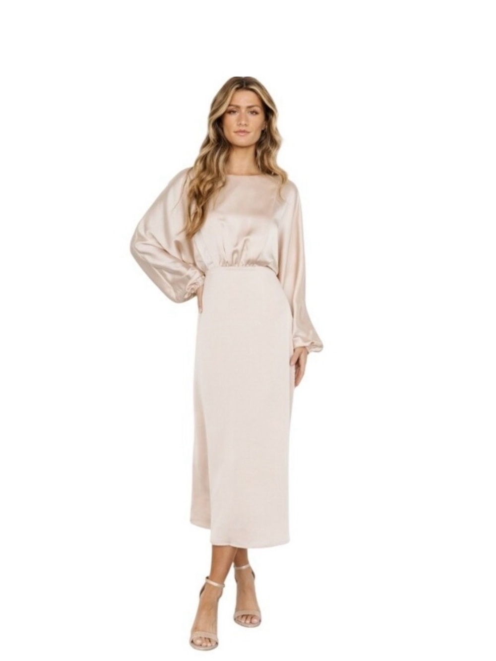 NWT Baltic Born Champagne Long-Sleeve Midi Dress